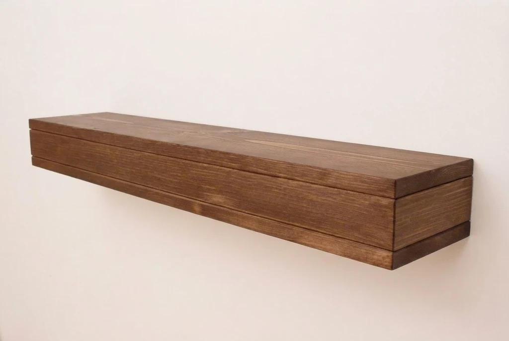 AI-generated walnut wall shelf photography: right angle